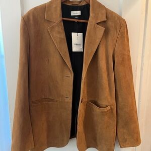NWT Reformation Cognac Suede Single-Breasted Blazer